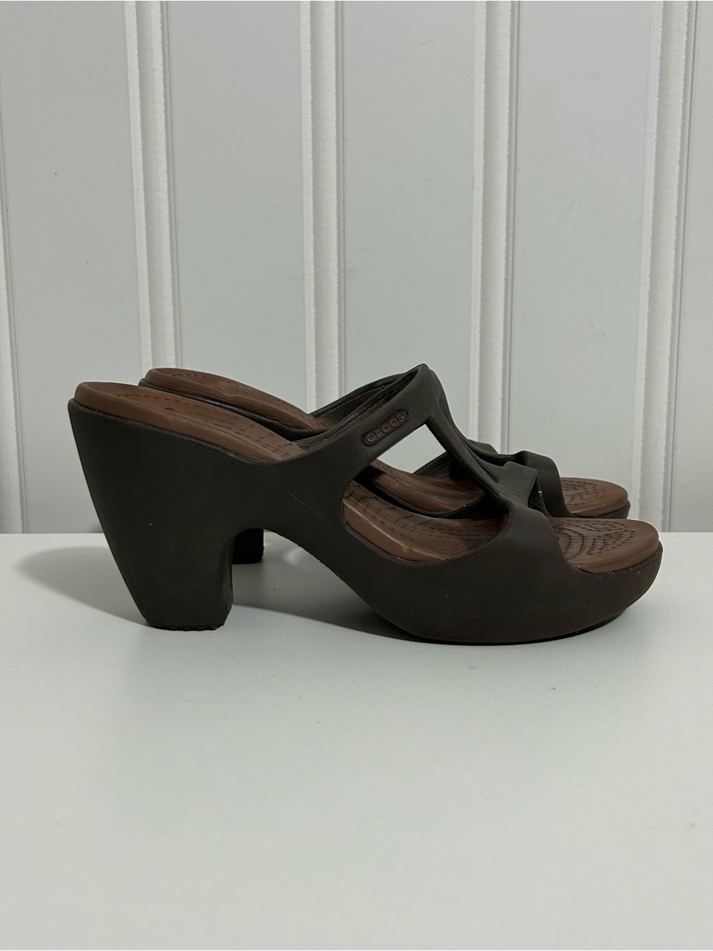 Crocs Cyprus  Women's Brown Platform Clog Heels